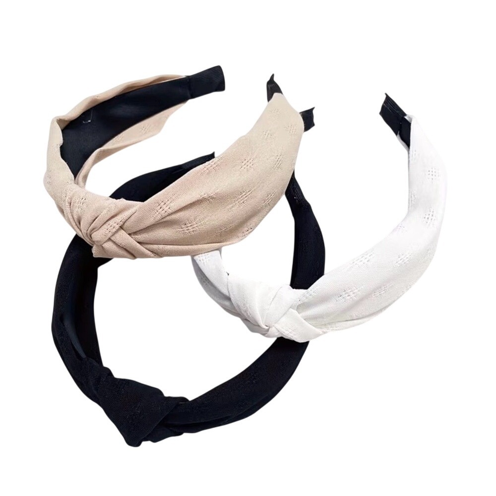 Chic Knotted Headband Trio - Black, White, and Tan